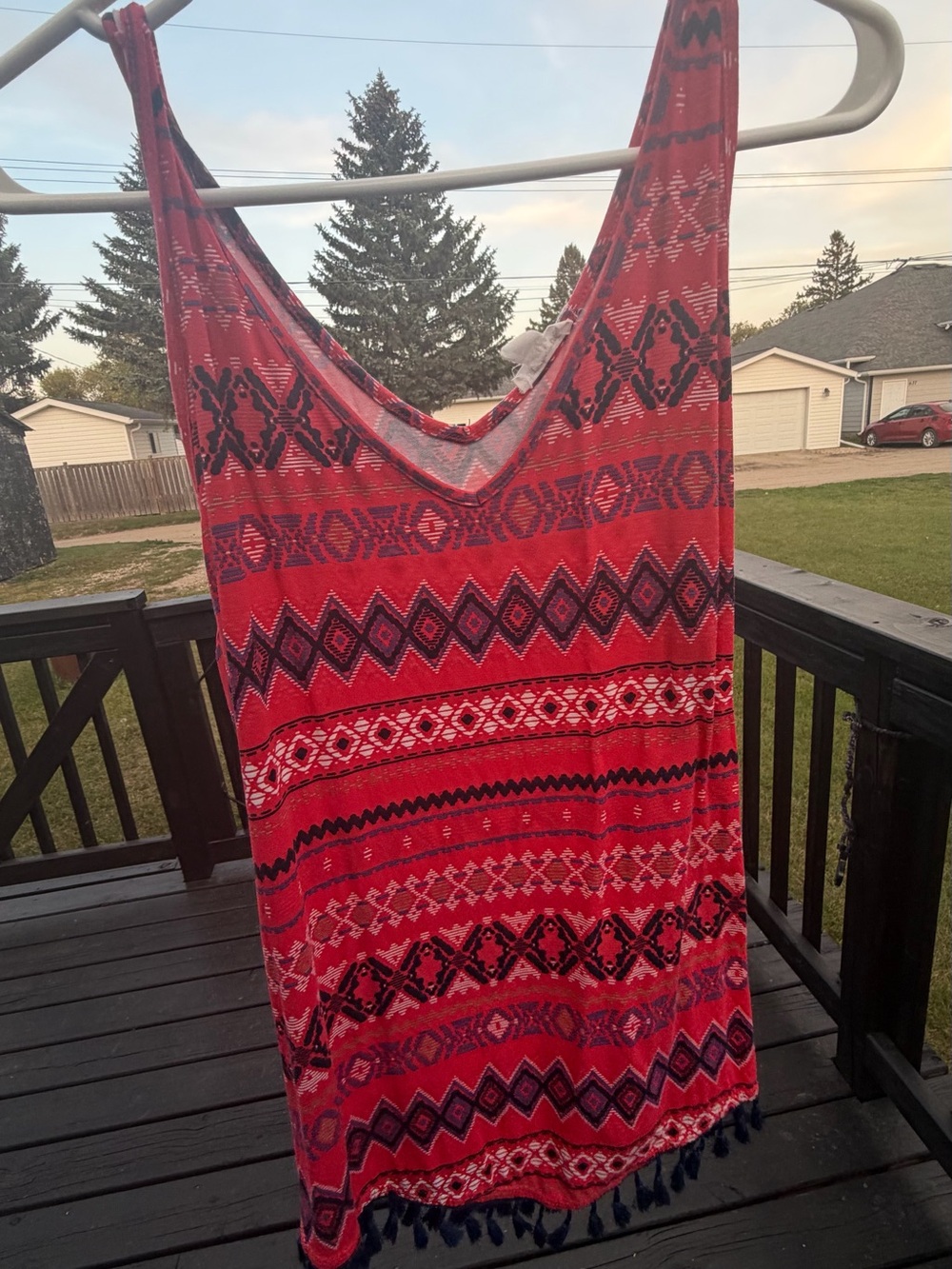 Vibrant Red Patterned Top